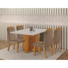 Conjunto Sala de Jantar Mesa Lisboa com Tampo de Vidro 120cm e 4 Cadeiras em MDF Riviera LJ Móveis