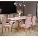 Conjunto Sala de Jantar Mesa Livia 160x80cm Tampo Vidro/mdf com 6 Cadeiras Venus