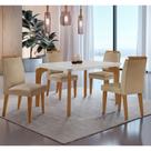 Conjunto Sala de Jantar Mesa Liz 120cm MDF Canto Copo e 4 Cadeiras Athenas Moderna