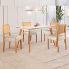 Conjunto Sala de Jantar Mesa Mad 135cm com 4 Cadeiras Versalesestrutura em madeira Maciça e Tampo MDF/Vidro