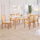 Conjunto Sala de Jantar Mesa Mad 160cm com 6 Cadeiras Hydra estrutura em madeira Maciça e Tampo MDF/Vidro