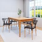 Conjunto Sala de Jantar Mesa Madeira Maciça 6 Cadeiras Wishbone Amarílis Yescasa