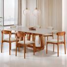 Conjunto Sala de Jantar Mesa Madeira Maciça Genova 6 Cadeiras Monaco