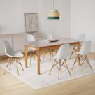 Conjunto Sala de Jantar Mesa Madeira Maciça Tampo Vidro com 6 Cadeiras Eames Yescasa Conjunto Sala de Jantar Mesa Madeira Maciça Tampo Vidro com 6 Cadeiras Eames Yescasa