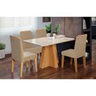 Conjunto Sala de Jantar Mesa Maite 130x80 cm e 4 Cadeiras Maia Cimol Nature/Off White/Gengibre Conjunto Sala de Jantar Mesa Maite 130x80 cm e 4 Cadeiras Maia Cimol Nature/Off White/Gengibre