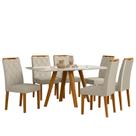 Conjunto Sala de Jantar Mesa Mariah 160X90 6 Cadeiras Sarah 2024 Ype/Off White/Veludo Nude