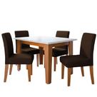 Conjunto Sala De Jantar Mesa Miami 1,20m 4 Cadeiras Trieste Dobuê Madeirado Chocolate