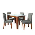 Conjunto Sala de Jantar Mesa Miami 1,20m 4 Cadeiras Trieste Madeirado/Mascavo Dobuê