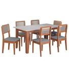 Conjunto Sala De Jantar Mesa Miami 1,60m 6 Cadeiras Santiago Dobuê Madeirado / Cinza Conjunto Sala De Jantar Mesa Miami 1,60m 6 Cadeiras Santiago Dobuê Madeirado / Cinza