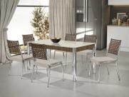 Conjunto Sala de Jantar Mesa Natani 160x90cm com 6 Cadeiras Natani Junco
