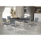 Conjunto Sala de Jantar Mesa Natani 160x90cm com 6 Cadeiras Natani Junco Yescasa Cinza/Preto/Cromado