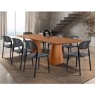 Conjunto Sala de Jantar Mesa Noronha 220cm Madeira Tampo Laminado Barril com 8 Cadeiras Zoe Moderna Mobília Conjunto Sala de Jantar Mesa Noronha 220cm Madeira Tampo Laminado Barril com 8 Cadeiras Zoe Moderna Mobília