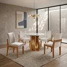 Conjunto Sala de Jantar Mesa Nuance 110cm Redonda Tampo Vidro/MDF com 4 Cadeiras Monaco Yescasa