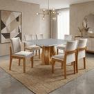 Conjunto Sala de Jantar Mesa Nuance 135cm Quadrada Tampo Vidro/mdp com 6 Cadeiras Mônaco Yescasa