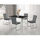 Conjunto Sala de Jantar Mesa Ortenia Tampo Vidro com 4 Cadeiras Dinah Cinza/Cromado/Preto Conjunto Sala de Jantar Mesa Ortenia Tampo Vidro com 4 Cadeiras Dinah Cinza/Cromado/Preto