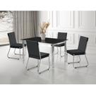 Conjunto Sala de Jantar Mesa Ortenia Tampo Vidro com 4 Cadeiras Dinah Preto/Cromado Conjunto Sala de Jantar Mesa Ortenia Tampo Vidro com 4 Cadeiras Dinah Preto/Cromado