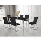 Conjunto Sala de Jantar Mesa Ortenia Tampo Vidro com 6 Cadeiras Dinah New