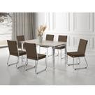 Conjunto Sala de Jantar Mesa Ortenia Tampo Vidro com 6 Cadeiras Dinah New