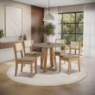 Conjunto Sala de Jantar Mesa Pilar 4 Cadeiras Gardeni Tampo Vidro 105cm