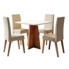 Conjunto Sala de Jantar Mesa Quadrada 0,90m Moove 4 Cadeiras Linho Milano Viero