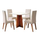 Conjunto Sala de Jantar Mesa Quadrada 0,90m Moove 4 Cadeiras Veludo Milano Viero
