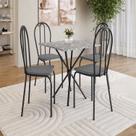Conjunto sala de Jantar Mesa Quadrada 70cm Tampo Granito com 4 Cadeiras Leia