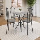 Conjunto sala de Jantar Mesa Quadrada 70cm Tampo Granito com 4 Cadeiras Leia