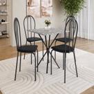 Conjunto sala de Jantar Mesa Quadrada 70cm Tampo Granito com 4 Cadeiras Leia