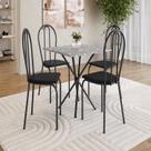 Conjunto Sala de Jantar Mesa Quadrada 70cm Tampo Granito com 4 Cadeiras Leia Preto/Ocre