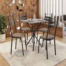 Conjunto sala de Jantar Mesa Quadrada 70cm Tampo Granito com 4 Cadeiras Milla