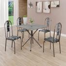 Conjunto Sala de Jantar Mesa Quadrada 70x70cm Tampo Granito Topázio 4 Cadeiras Linda Yescasa