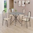 Conjunto Sala de Jantar Mesa Quadrada 70x70cm Tampo Granito Topázio 4 Cadeiras Linda Yescasa Conjunto Sala de Jantar Mesa Quadrada 70x70cm Tampo Granito Topázio 4 Cadeiras Linda Yescasa