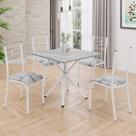 Conjunto Sala de Jantar Mesa Quadrada 70x70cm Tampo Granito Topázio 4 Cadeiras Paraty Branco/Paraopeba Conjunto Sala de Jantar Mesa Quadrada 70x70cm Tampo Granito Topázio 4 Cadeiras Paraty Branco/Paraopeba