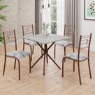 Conjunto Sala de Jantar Mesa Quadrada 70x70cm Tampo Granito Topázio 4 Cadeiras Paraty