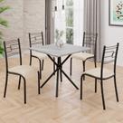 Conjunto Sala de Jantar Mesa Quadrada 70x70cm Tampo Granito Topázio 4 Cadeiras Paraty Conjunto Sala de Jantar Mesa Quadrada 70x70cm Tampo Granito Topázio 4 Cadeiras Paraty