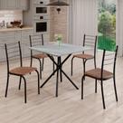Conjunto Sala de Jantar Mesa Quadrada 70x70cm Tampo Granito Topázio 4 Cadeiras Rio Conjunto Sala de Jantar Mesa Quadrada 70x70cm Tampo Granito Topázio 4 Cadeiras Rio