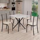 Conjunto Sala de Jantar Mesa Quadrada 70x70cm Tampo Madeira Mdp 4 Cadeiras Rio
