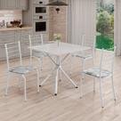 Conjunto Sala de Jantar Mesa Quadrada 70x70cm Tampo Madeira Mdp 4 Cadeiras Rio