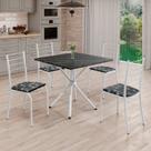Conjunto Sala de Jantar Mesa Quadrada 70x70cm Tampo Madeira Mdp Indiana 4 Cadeiras Rio