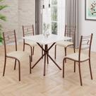 Conjunto Sala de Jantar Mesa Quadrada 70x70cm Tampo Mdp Off White 4 Cadeiras Paraty Conjunto Sala de Jantar Mesa Quadrada 70x70cm Tampo Mdp Off White 4 Cadeiras Paraty