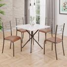 Conjunto Sala de Jantar Mesa Quadrada 70x70cm Tampo Mdp Off White 4 Cadeiras Paraty