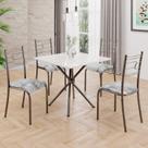 Conjunto Sala de Jantar Mesa Quadrada 70x70cm Tampo Mdp Off White 4 Cadeiras Paraty