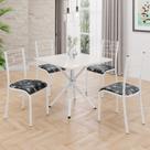 Conjunto Sala de Jantar Mesa Quadrada 70x70cm Tampo Mdp Off White 4 Cadeiras Paraty