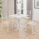 Conjunto Sala de Jantar Mesa Quadrada 70x70cm Tampo Mdp Off White 4 Cadeiras Paraty Conjunto Sala de Jantar Mesa Quadrada 70x70cm Tampo Mdp Off White 4 Cadeiras Paraty