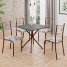 Conjunto Sala de Jantar Mesa Quadrada 75x75cm Tampo Ardósia Indiana 4 Cadeiras Paraty