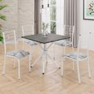 Conjunto Sala de Jantar Mesa Quadrada 75x75cm Tampo Ardósia Indiana 4 Cadeiras Paraty