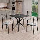 Conjunto Sala de Jantar Mesa Quadrada 75x75cm Tampo Ardósia Indiana 4 Cadeiras Rio