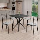 Conjunto Sala de Jantar Mesa Quadrada 75x75cm Tampo Ardósia Indiana 4 Cadeiras Rio