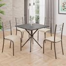 Conjunto Sala de Jantar Mesa Quadrada 75x75cm Tampo Mdp Ardósia Indiana 4 Cadeiras Paraty