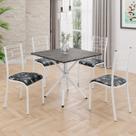Conjunto Sala de Jantar Mesa Quadrada 75x75cm Tampo Mdp Ardósia Indiana 4 Cadeiras Paraty